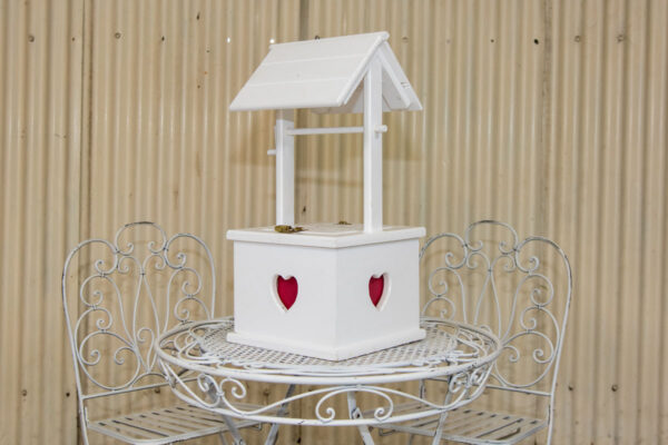 Traditional love heart wooden wishing well