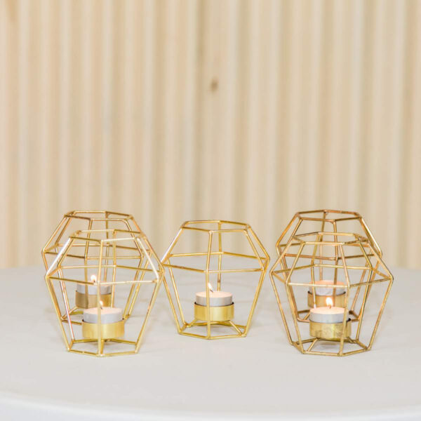 Gold geo tealight holders w tealight