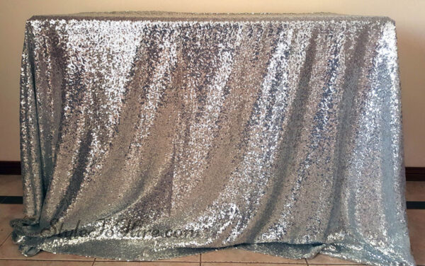 Silver sequin tablecloth