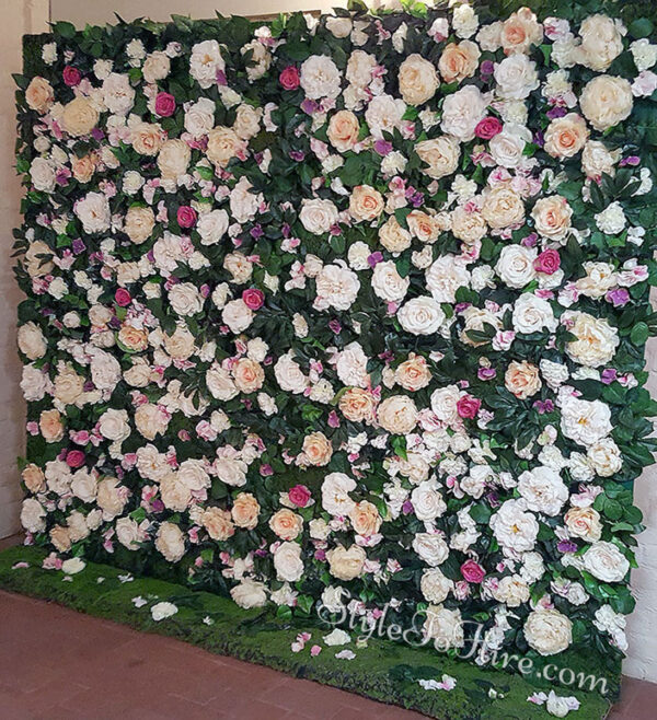 Pastel, purple and greenery wall