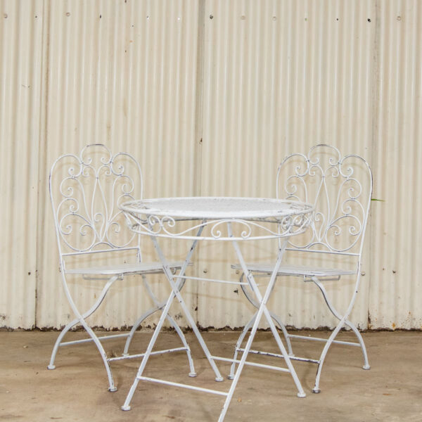 Metal signing table and chairs