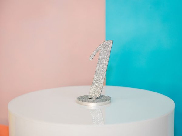 Table numbers Silver glitter 1-12