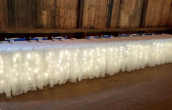 Organza bridal skirting with fairy lights