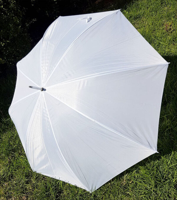 Large white umbrellas