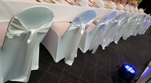 White lycra chair covers